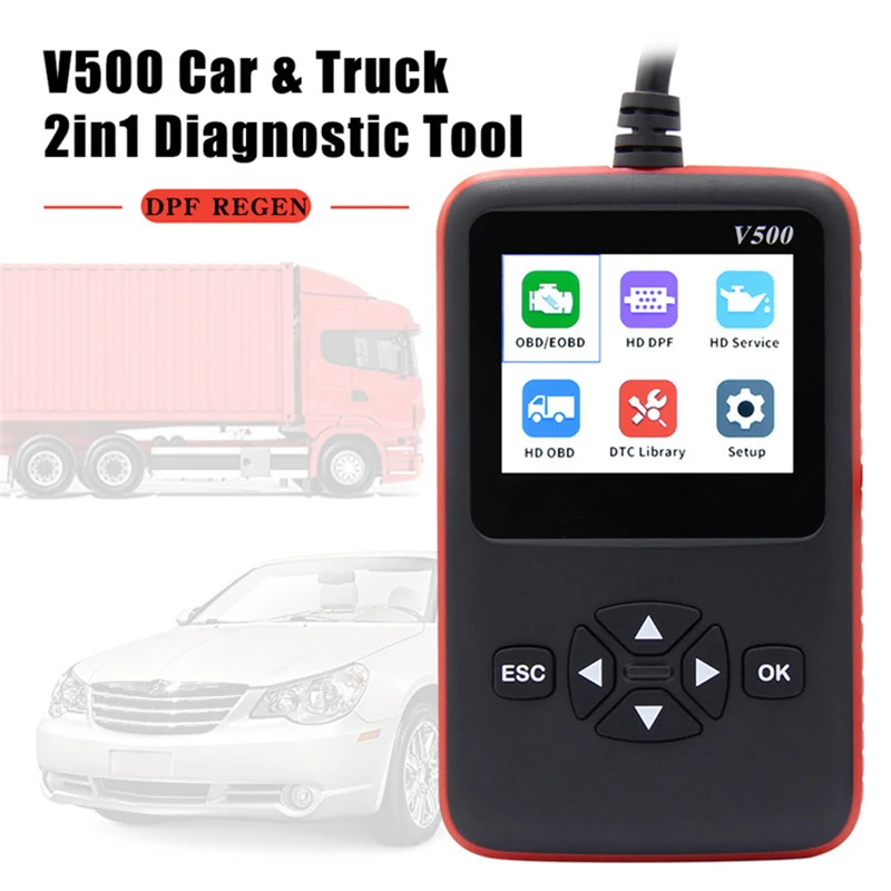 

V500 Obd2 сканер для автомобиля грузовика сверхмощный автомобильный считыватель кодов DPF Сброс масла устройство для диагностики автомобиля на ...
