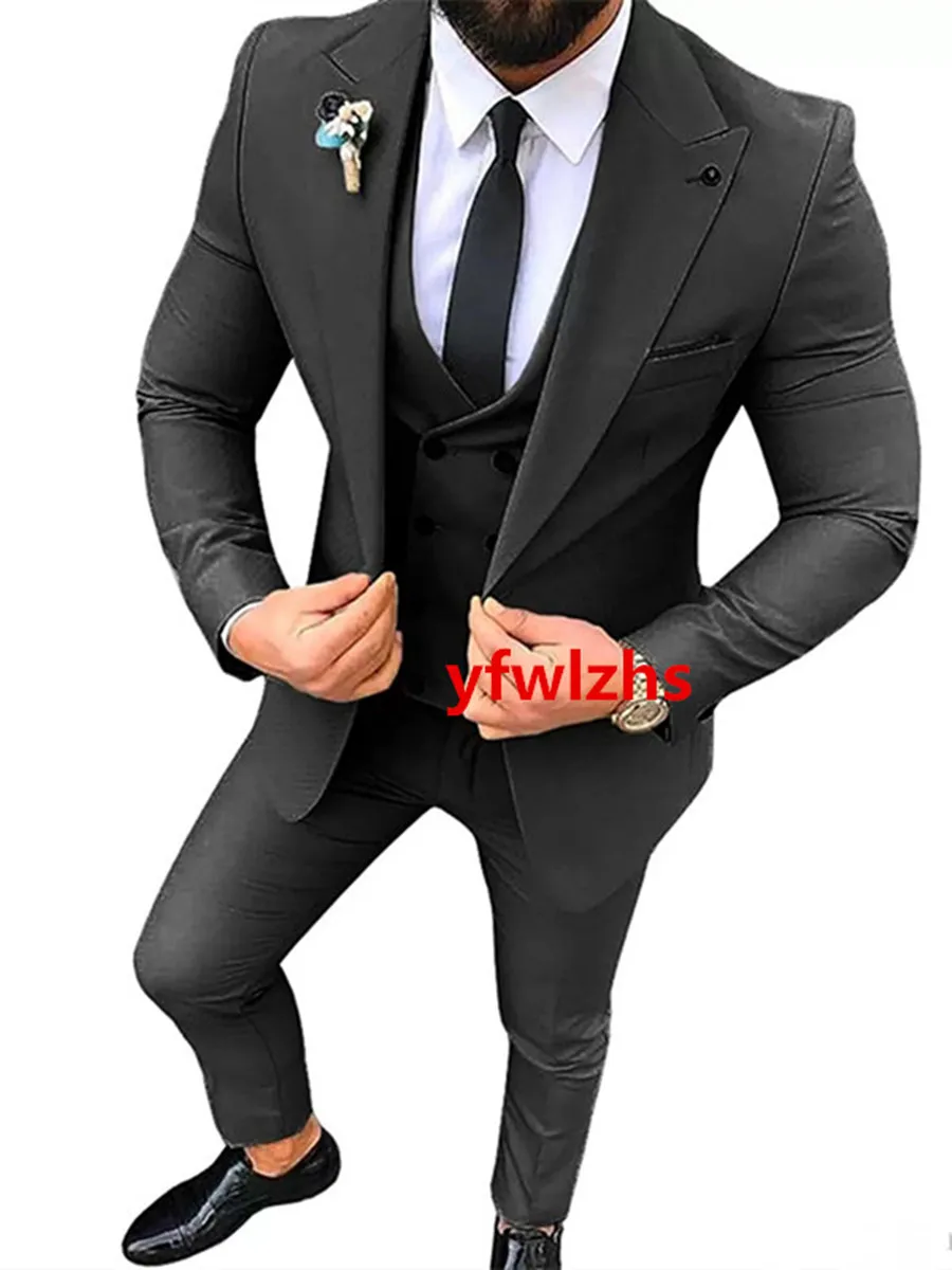 

Индивидуальный мужской пиджак на одной пуговице, блейзеры, костюм на Хэллоуин, элегантный роскошный мужской костюм на свадьбу, комплект из трех предметов, 217