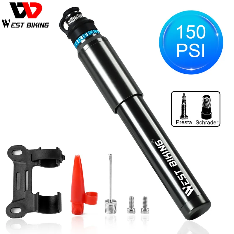 WEST BIKING Portable Bicycle Pump Cycling Inflator Hand Pump For Bicycle 100-160 PSI Presta/Schrader Road MTB Mountain Bike Pump
