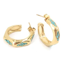 turquoise piercing hoop earring stainless steel earrings for women geometric circle huggies earring trend fashion jewelry 2022