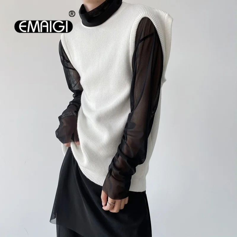 

Пуловер Вязаный мужской, женский, без рукавов, в стиле Харадзюку