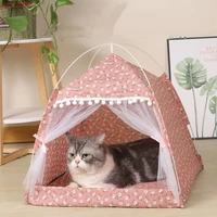 summer pet cat bed tent plush soft pet bed teddy dog cat nest princess home detachable washable winter mat