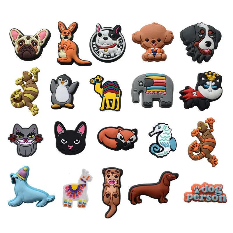 

Single Sale PVC croc shoes charms cartoon Accessories jibz dog elephant cat kangaroo for clogs shoe Decorations unisex gifts