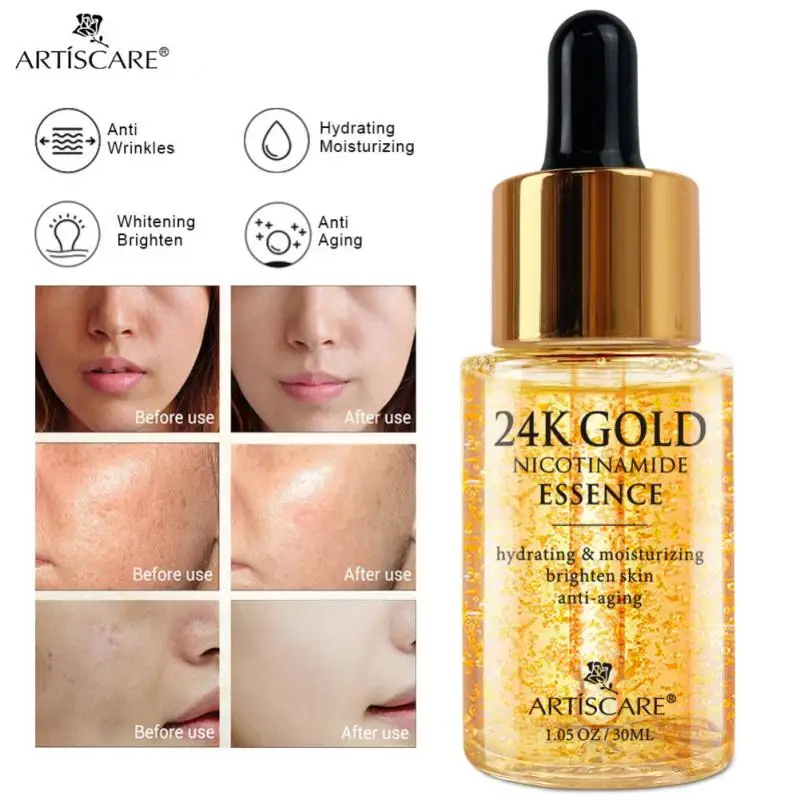 

24K Gold Niacinamide Face Serum Water-soluble Nano-gold Foil Essence Anti-Wrinkle Moisturizng Whitening Korean Skin Care Product