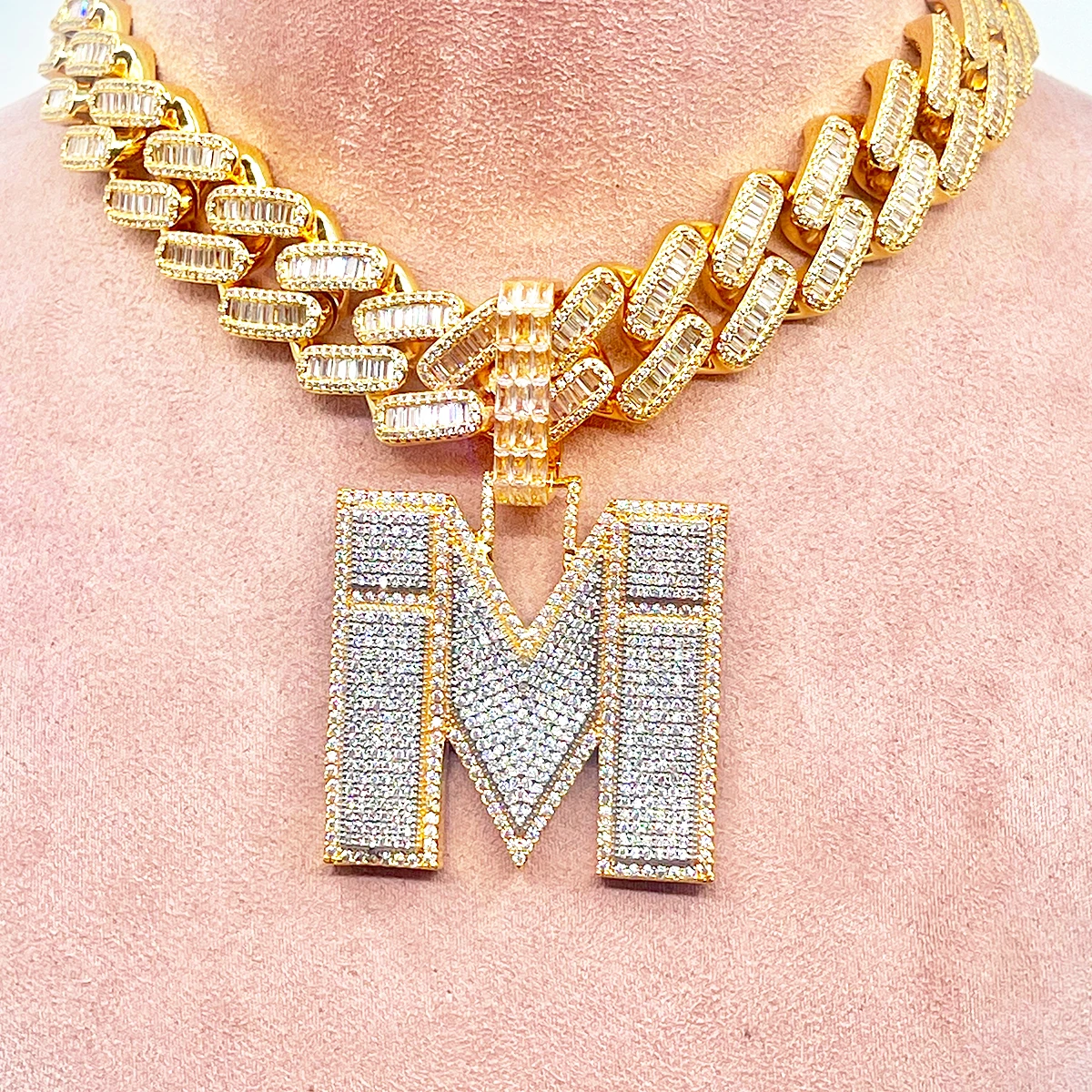 Drip Letter Jewelry Initial Necklace for Women Iced Out Gold Color Pendant Custom Name Plated Hip Hop