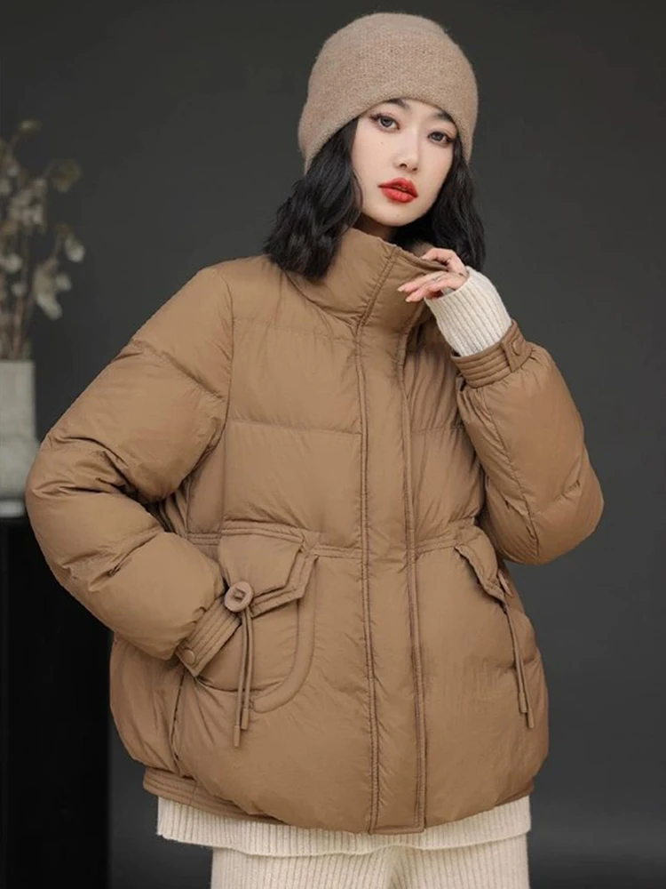 Черное короткое хлопковое пальто для женщин новинка 2024 зимняя свободная