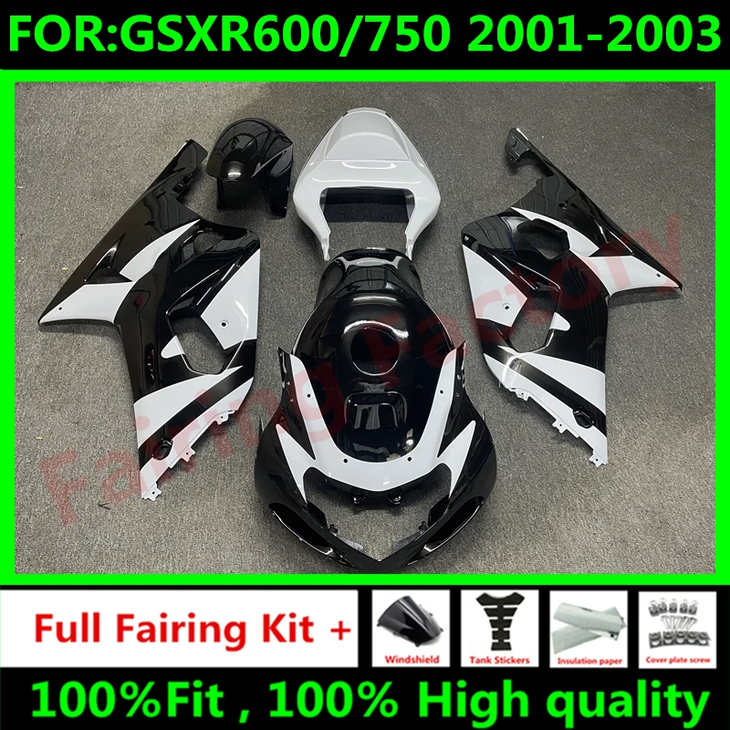 

NEW ABS Motorcycle Whole Fairing kit fit for GSXR600 750 GSXR 600 GSX-R750 K1 2003 2001 2002 full Fairings kits set black white