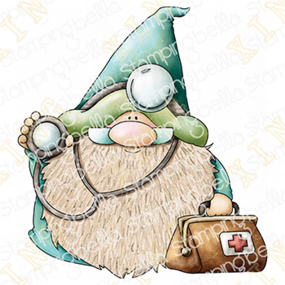 

Gnome Doctor Metal Cutting Dies Clear Stamps Scrapbook Diary Secoration Embossing Stencil Template Diy Greeting Card Handmade