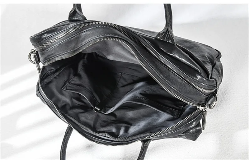 Business luxury genuine leather men's women's black briefcase outdoor high quality natural real cowhide lawyer laptop handbag