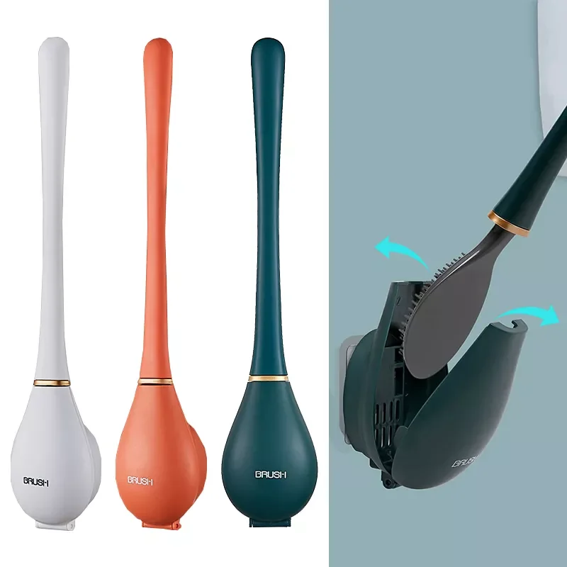 

2022New Toilet Brushes With Holder Set Wall-Mounted Long Handled Toilet Cleaning Brush Hygienic Household For Bathroom Cleaning