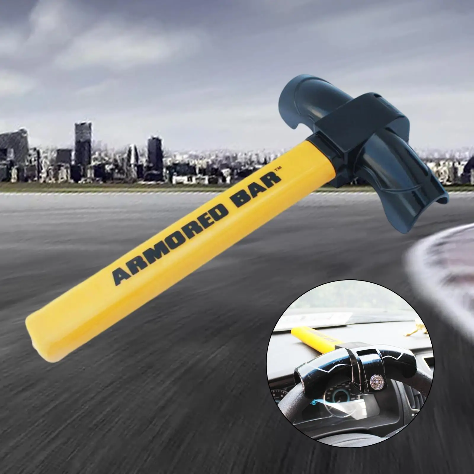 

T Shaped Steering Wheel Lock with 2x Keys Sturdy Stainless Steel Security Lock