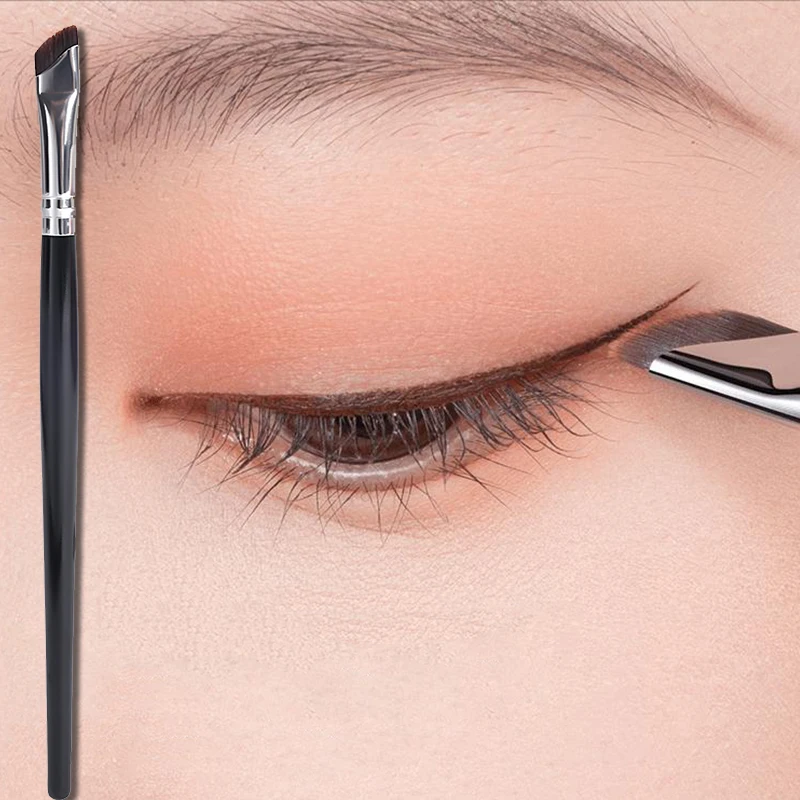 

2PCS Professional Eyeliner Brush Sickle-shape Angled Flat Head Eyebrow Eye Liner Fine Makeup Tool Portable Liquid Eyeliner Brush