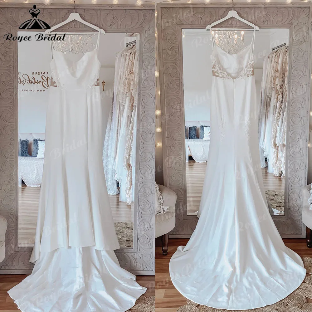 

Женское атласное платье с юбкой-годе, кружевное Мягкое платье с открытой спиной, на тонких бретельках, свадебное платье для невесты, 2023