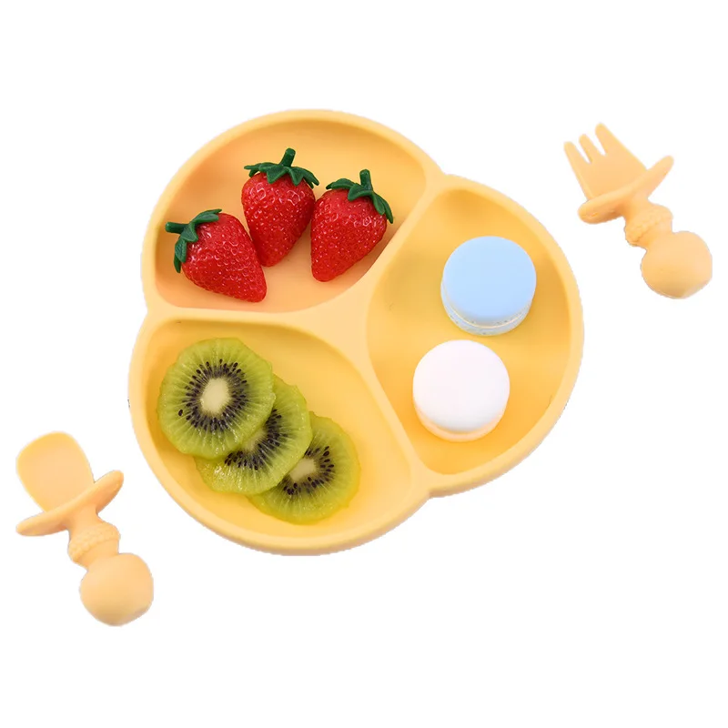 

Baby Safe Silicone Dining Plate Solid Cute Cartoon Children Dishes Suction Toddle Training Tableware Kids Feeding Bowls Feeding