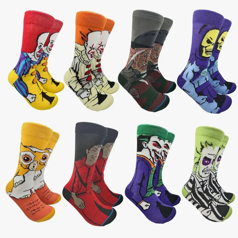 

1 pair women New Fashion Harajuku popula fashion cartoon skarpety high quality sewing funny pattern men personality anime socks