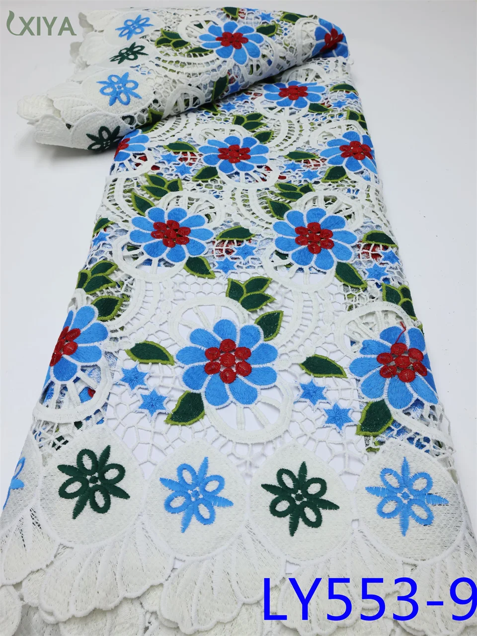 

XIYA LACE Colorful African Guipure Lace High Quality Cord Lace Fabric Nigerian Water Soluble Lace Fabric for Woman Sewing LY553