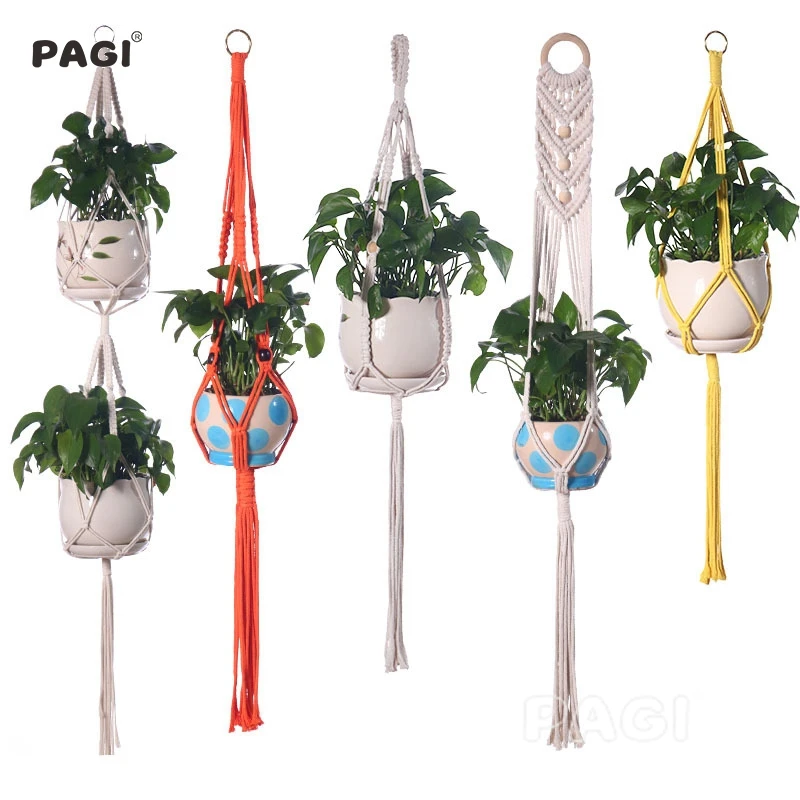 

Handmade Lace Plant Stand Balcony Courtyard Hanging Basket Flower Pot Hanger Wall Decoration Knotted Sling Home Garden Supplies