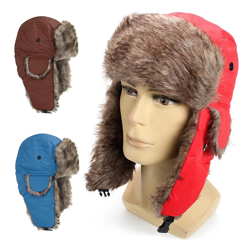 

Новая женская и мужская шапка для защиты ушей, зимняя теплая утепленная шапка из искусственного меха, уличная водонепроницаемая ветрозащитная шапка с ушами, аксессуар для снега