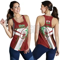 yx girl wales rugby women racerback tank welsh rugby 3d printed sexy backless tops summer women casual tees cosplay clothes