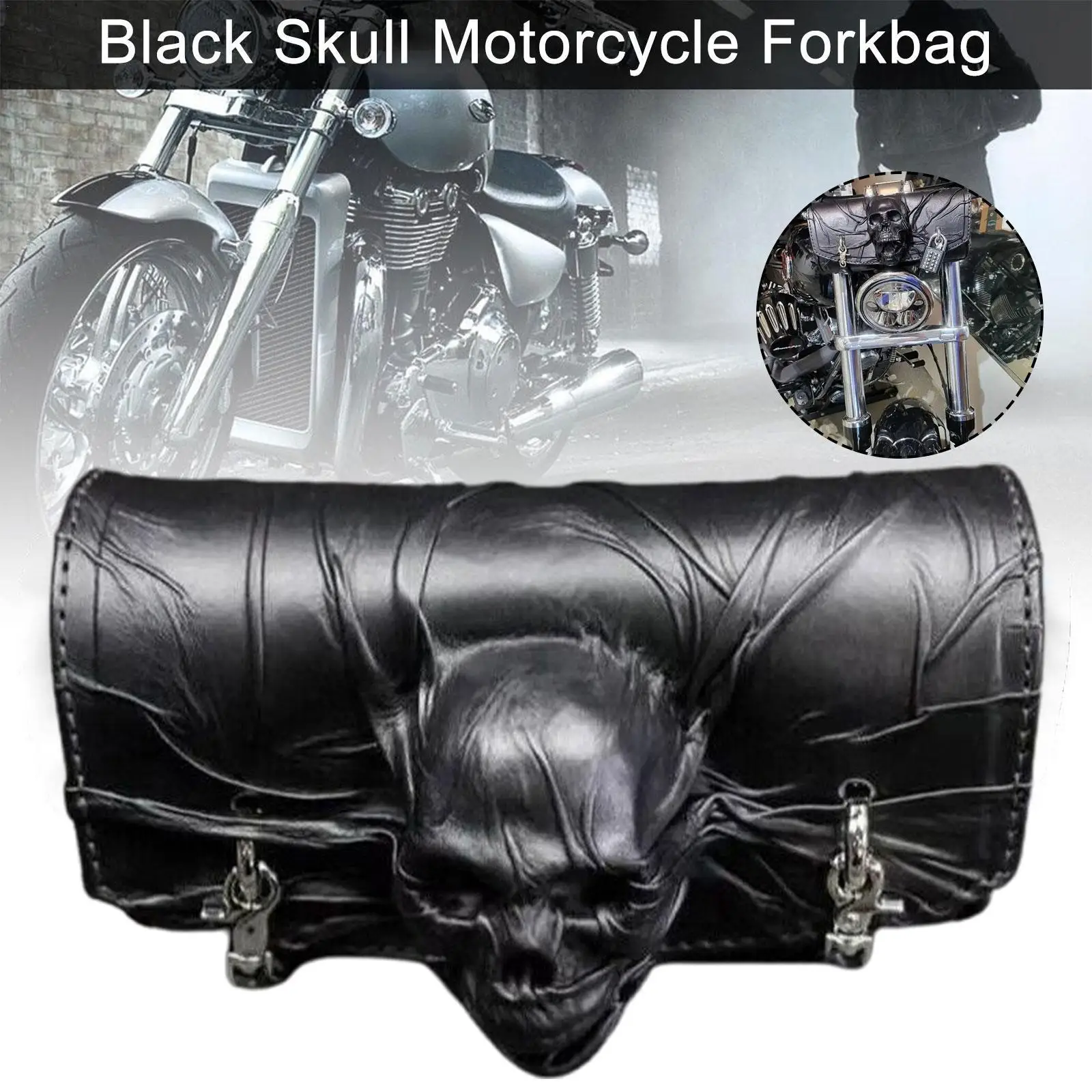 

Мотоциклетный чехол с черепом на Хэллоуин, чемодан, седло, сумки, чемодан, аксессуары для мотоциклов, кожаная сумка, черный чехол для хранени...