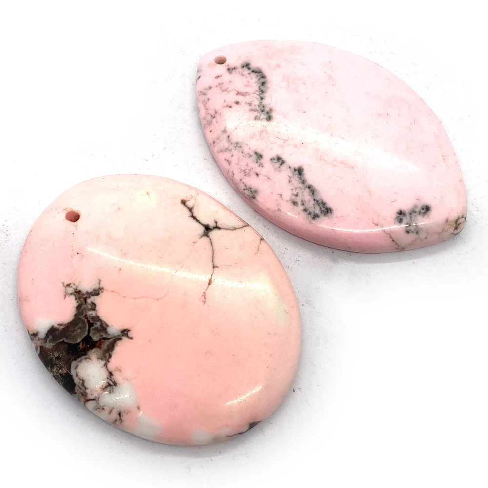 5 Pieces/batch Natural Stone Rose Stone Pink Pendant Reiki Healing Stone Gem Necklace Jewelry Men's Women's Fashion Pendant