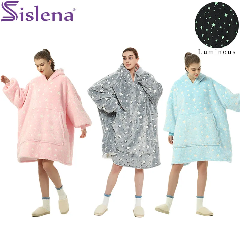 

Светящееся Двухслойное весовое одеяло s оверсайз Толстовка носимый плюшевый диван яркое ТВ одеяло с рукавами для зимы теплый одеяло