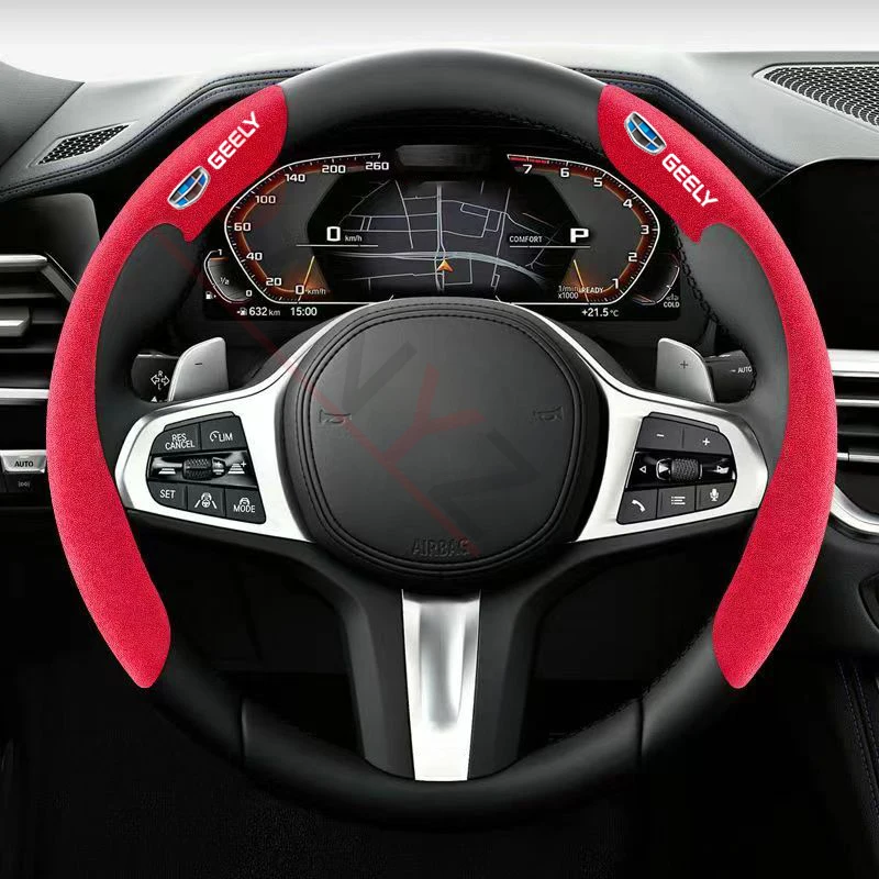 Фото Автомобильный чехол на руль из черной замши для Geely Atlas Emgrand EC7 EC8 CK GS X7 GC6 GC9 Coolray, автомобильные аксессуары №3