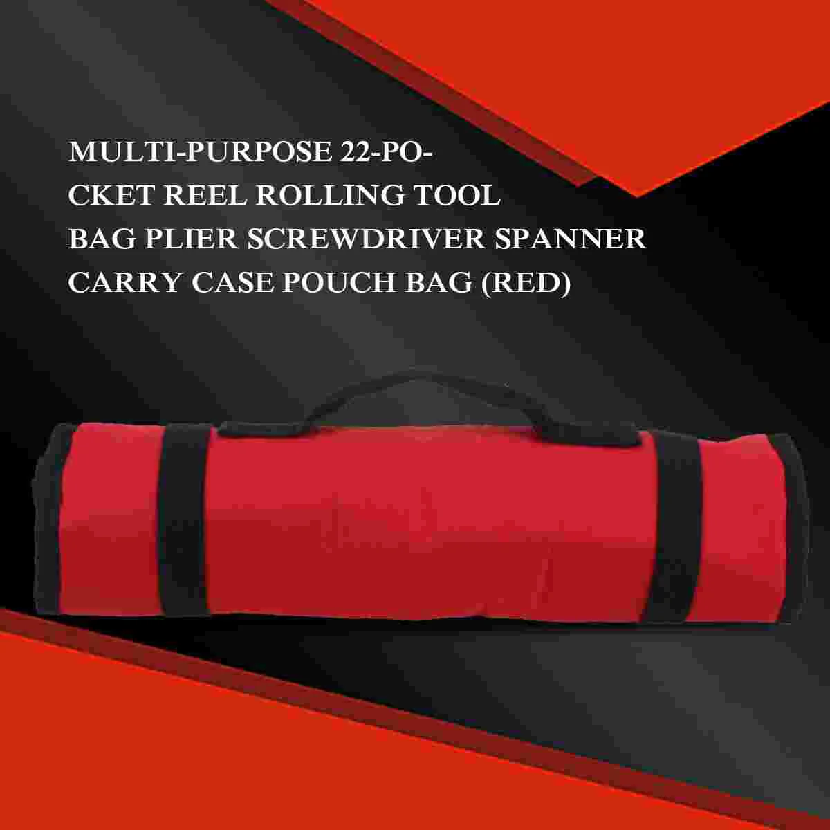 

Multi-Purpose 22-Pocket Reel Rolling Tool Bag Plier Screwdriver Spanner Carry Case Pouch Bag (Red)