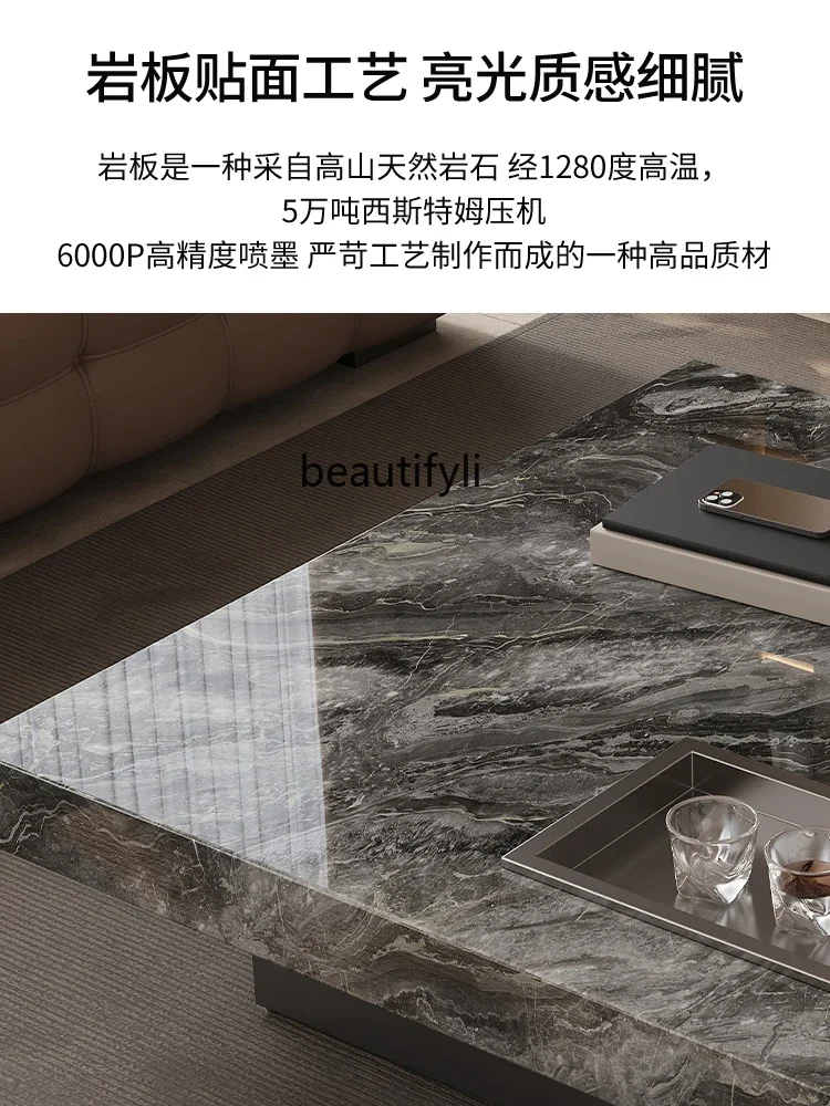 Итальянская каменная плита журнальный столик мраморный домашний квадратный