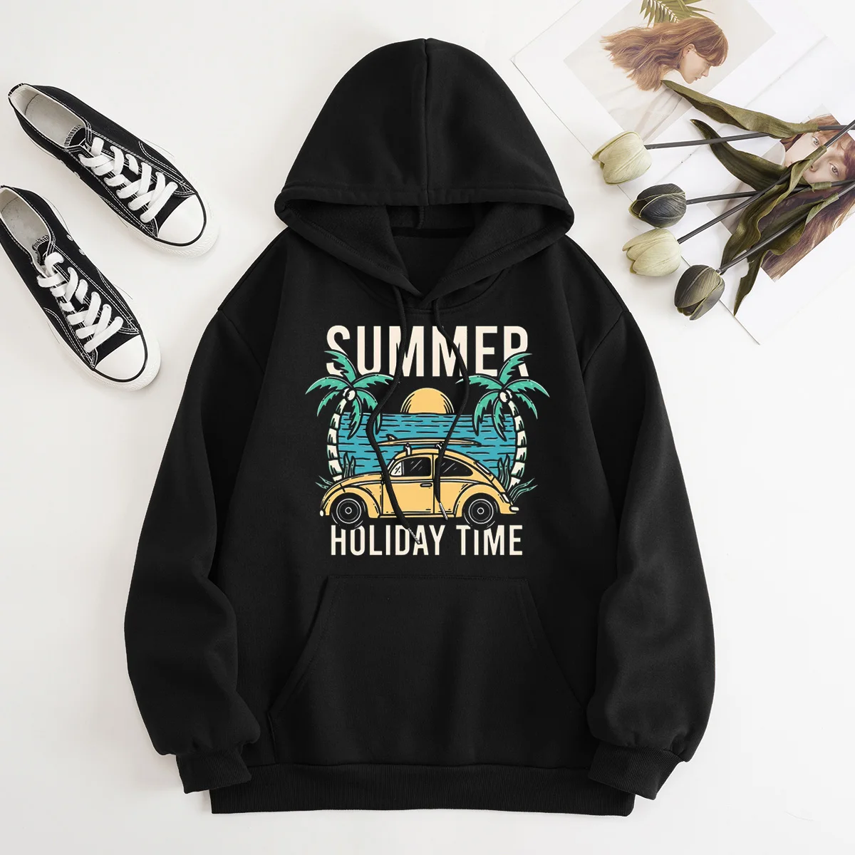 

Autumn/Winter2023 New Fashion Long Sleeve Printed Hoodies Front Pocket Inside Fleece Pullover Sweater Sweatshirts Hip Hop Unisex