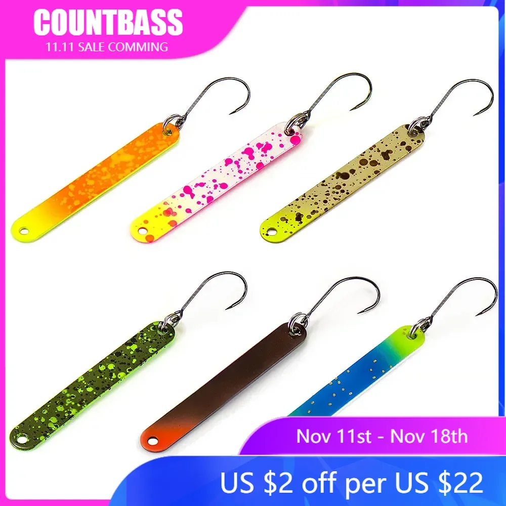 COUNTBASS 6 шт. латунные ложки для форели 3/64 унций 1 3 г 5/64 2 с крючком без заусенцев