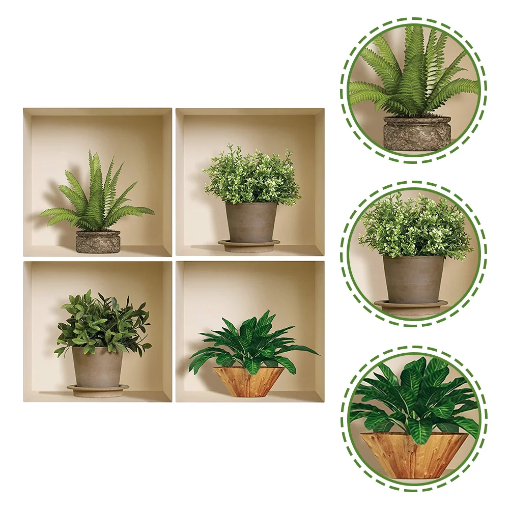 

Wall Decor Stickers Aesthetic Sticker Decal Decorations Decorative 3D Paintings Pictures Bedroom Family Decals Vase Flower