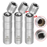 14mm 16mm thin wall magnetic swivel spark plug socket wrench spring clips spark plug 38 drive cr v 12 point car removal tool