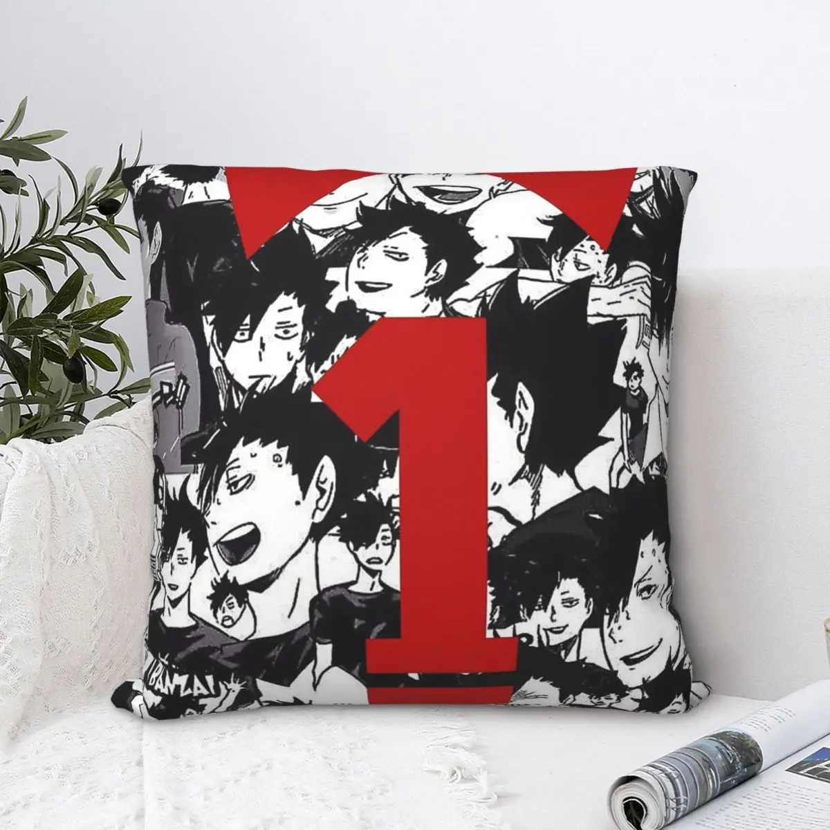 

Haikyuu Kuroo Jersey Collage Polyester Cushion Cover Sofa Chair Decorative Soft Pillow Cover