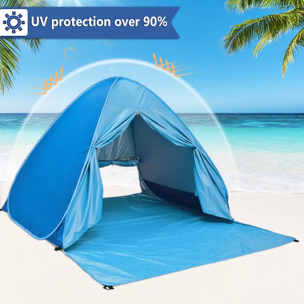 

Навес пляжный YFASHION для 2-3 человек, водонепроницаемая портативная палатка для семьи, с защитой от УФ излучения, для кемпинга и защиты от солнца, 90%