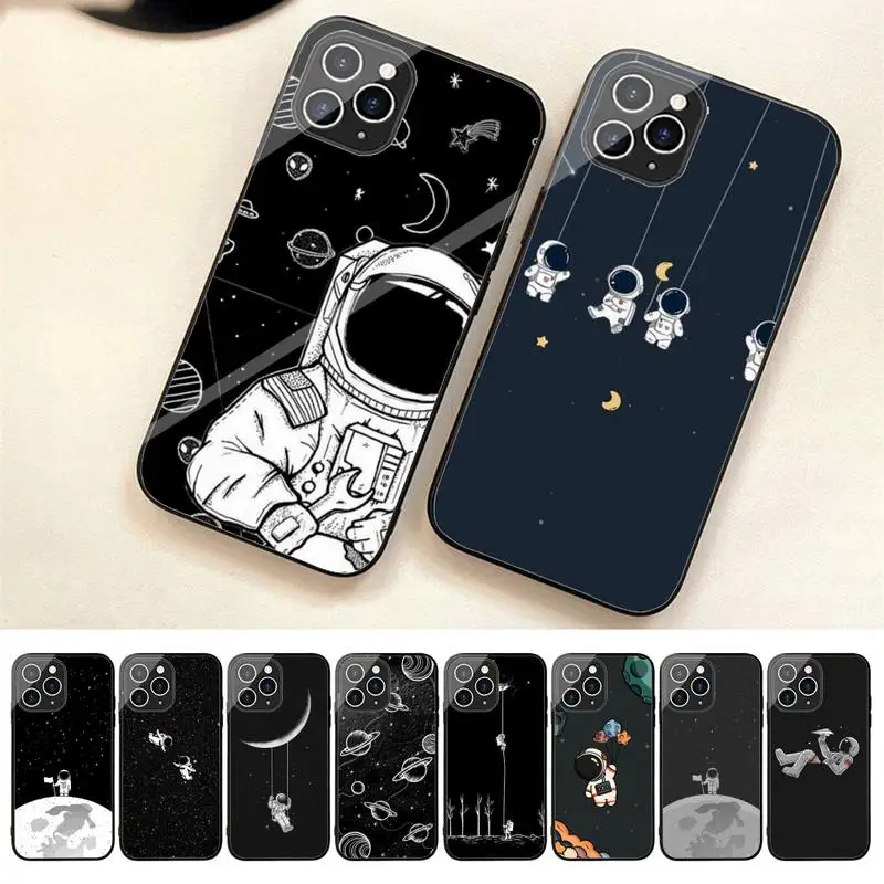 

Moon Astronaut Phone Case For Iphone 7 8 Plus X Xr Xs 11 12 13 14 Se2020 Mini Promax Tempered Glass Fundas