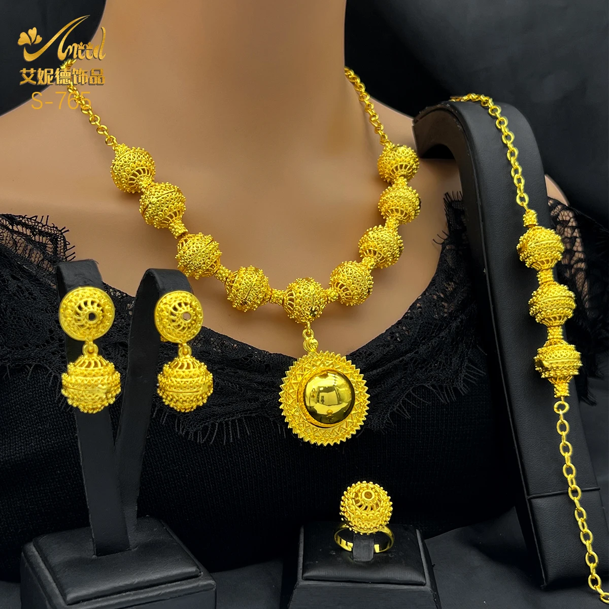 Роскошные африканские бусины ANIID ювелирные наборы для леди свадебное ожерелье