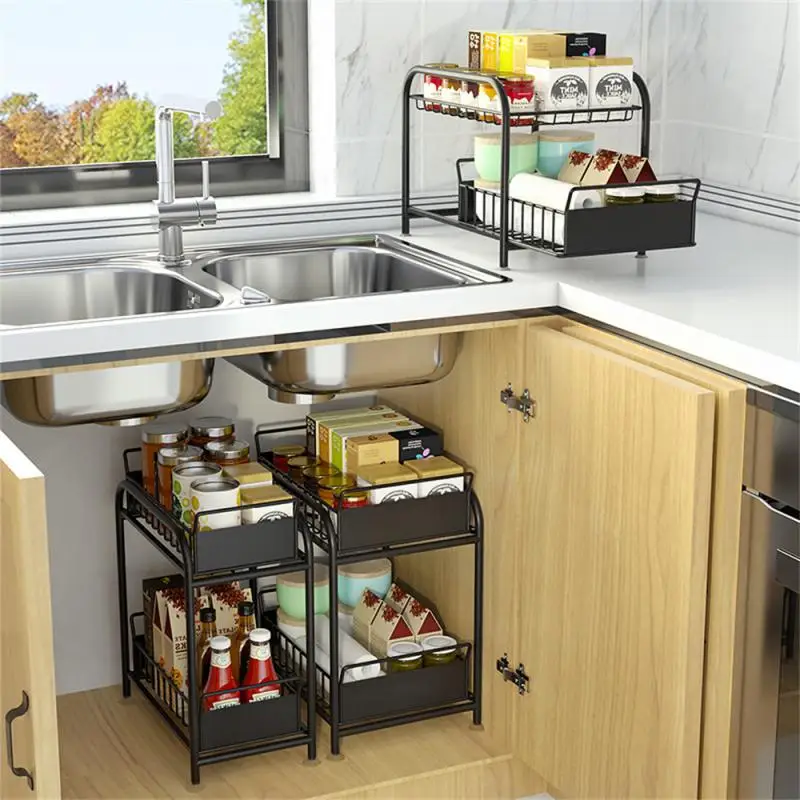 

Easy To Clean Sink Rack Open End Bathroom Kitchen Storage Sink Drainage Rack Shelf Expandable Durable And Stable Structure Store