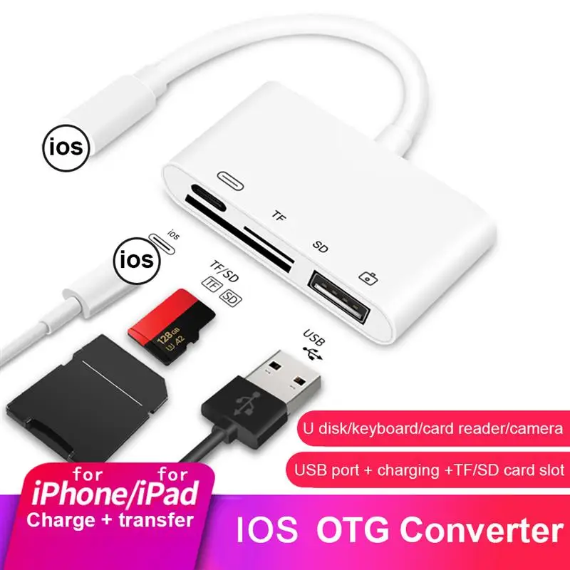 USB OTG Converter SD/TF Card Reader Adapter Lighting Plug Camera Card And Play Ata Converter For IPhone12/11Pro/XsMax/XR IPad