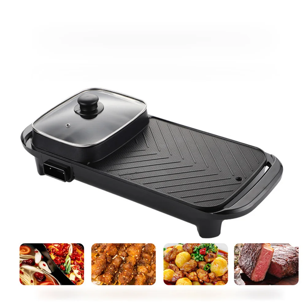 

2 in 1 Hot Pot Grill BBQ Electric Grill Hot Pot Smokeless Barbecue Machine Non stick Pan Mulitpurpose Kitchen Barbecue Grills