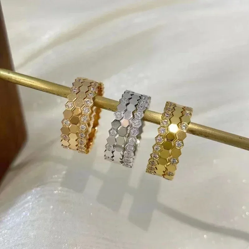 SFE 925 Sterling Silver High Quality Stylish Exquisite Honeycomb Ring Ladies Luxury Jewelry Valentine'S Day Gift