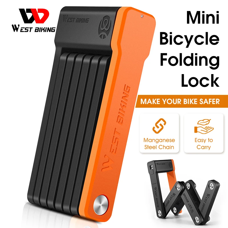 

WEST BIKING Foldable Bicycle Lock Security Anti-theft Cycling Lock MTB Road Bicycle Accessories Scooter Electric Bike Chain Lock