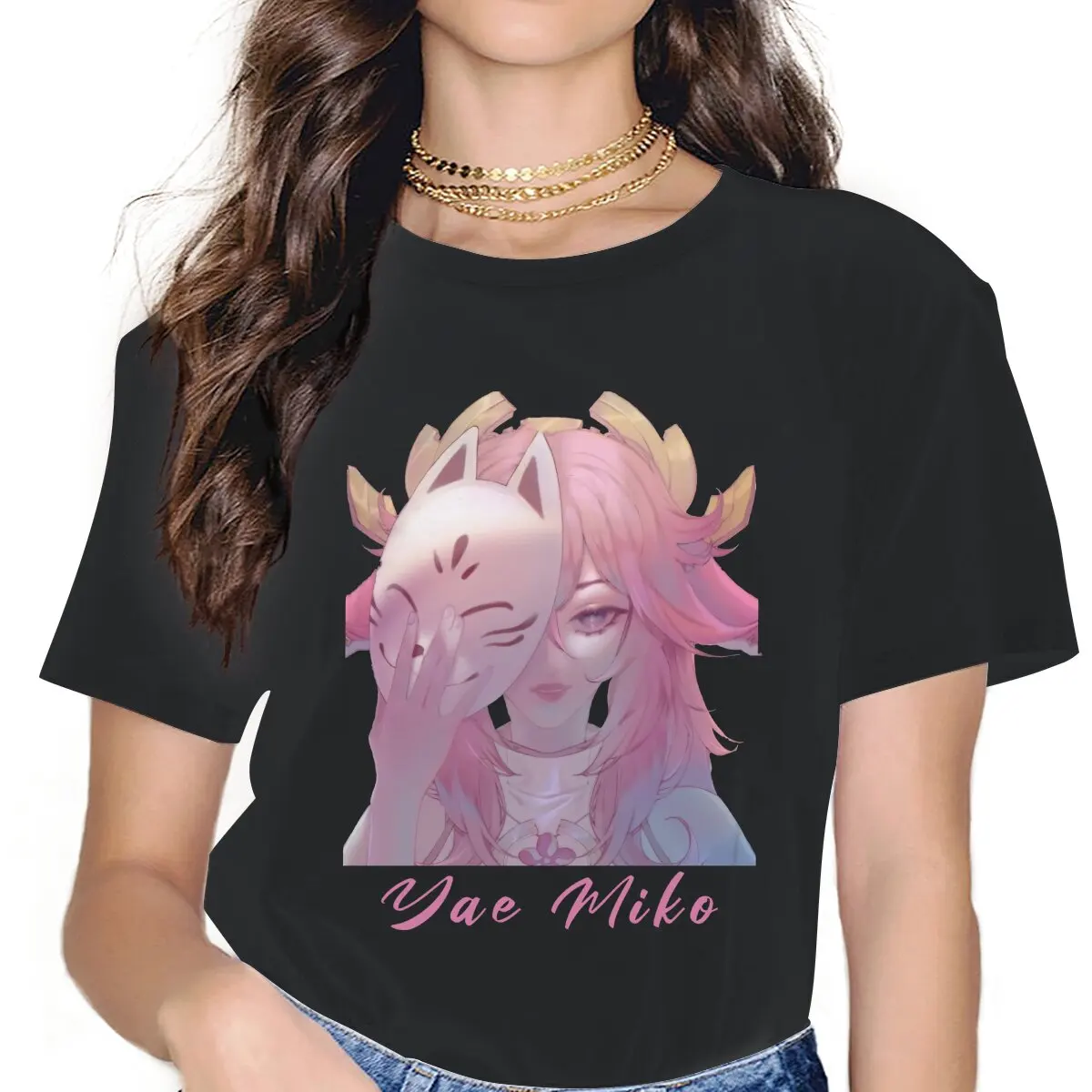 

Yae Miko Art Women Tshirts Genshin Impact Game Gothic Vintage Female Clothing Large Cotton Graphic Streetwear
