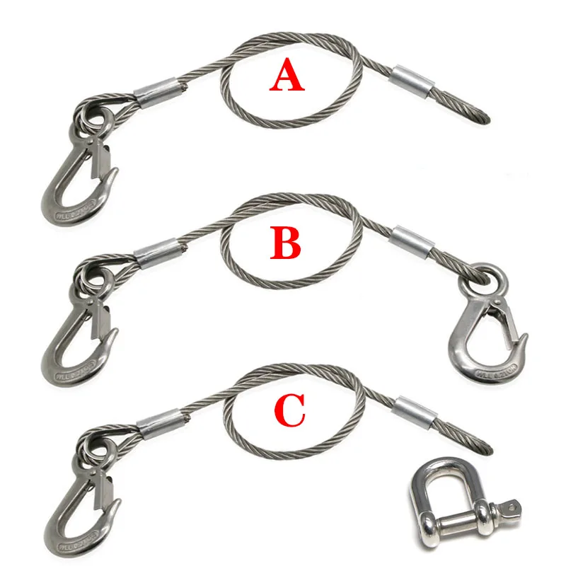 

Offroad Vehicle Lifting Tow Rope Emergency Rescue Tow Rope 304 Stainless Steel Wire Rope 5mm-0.2t / 6mm-0.3t / 8mm-0.5t