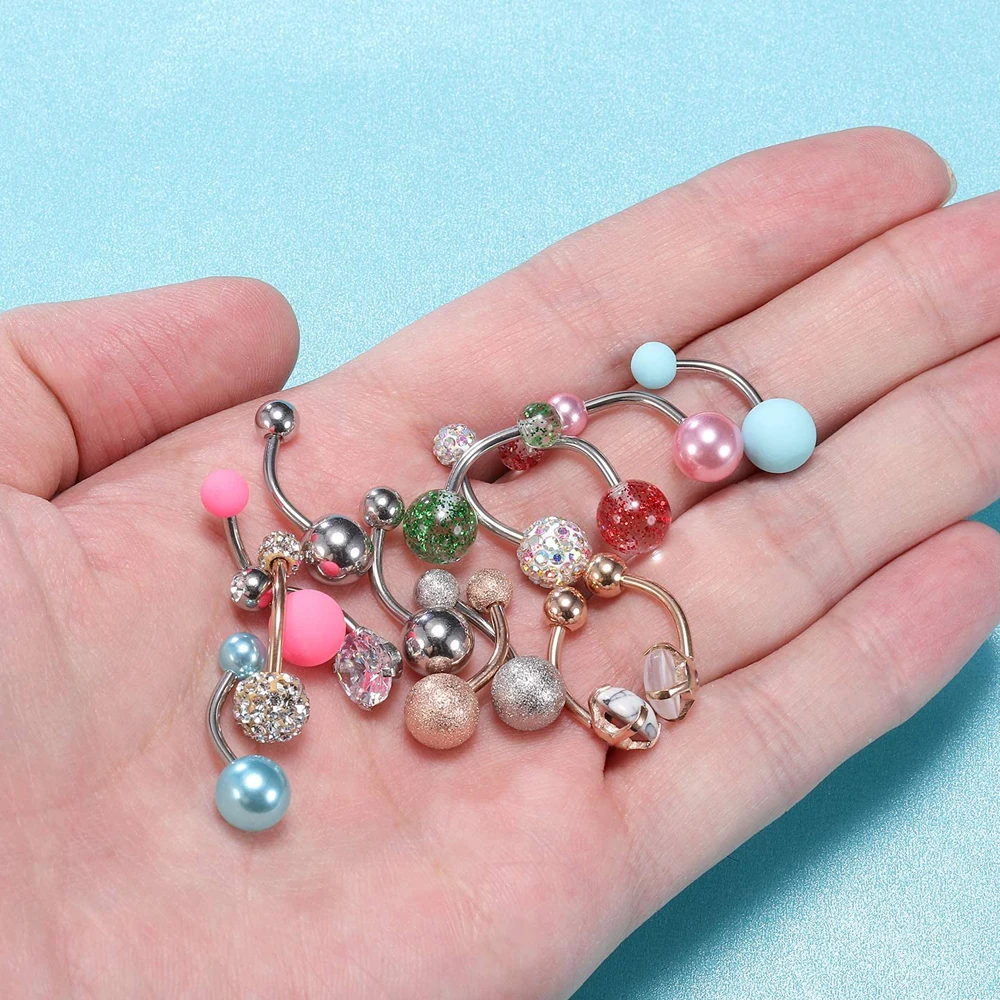 Кольцо на пупок из хирургической стали 16 видов |