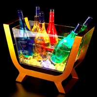 boat shaped 6 bottles champagne bar ice barrel led luminous beer wine bottle holder led rechargeable acrylic ice bucket