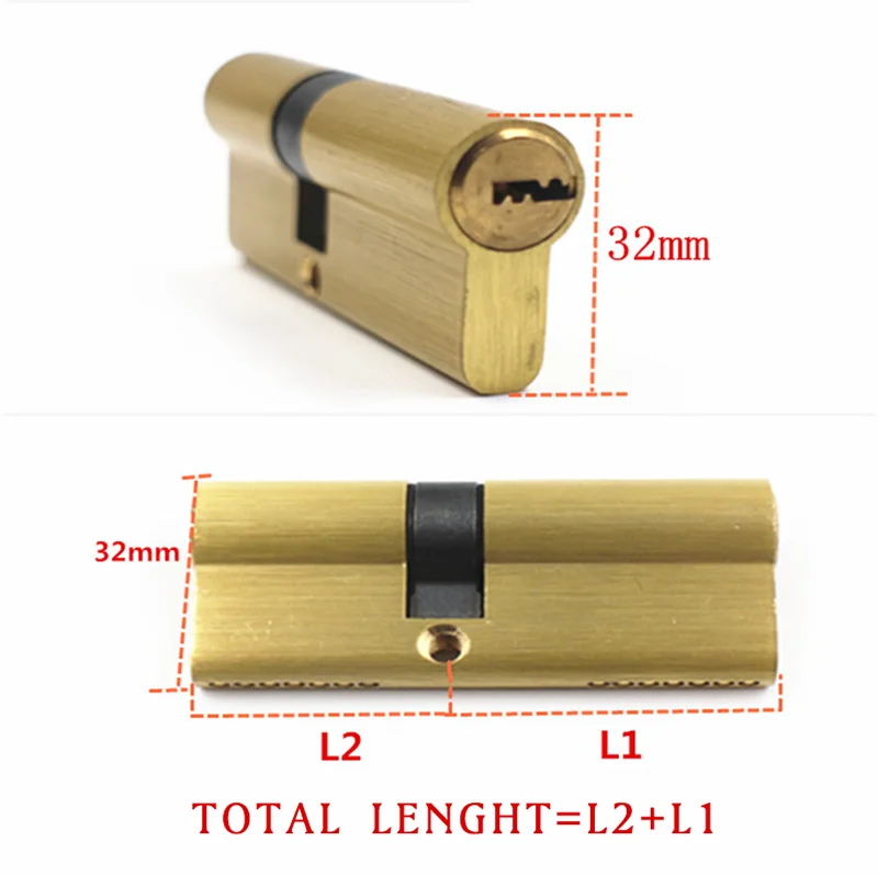 

Door Cylinder Biased Lock 65 70 80 90 115mm Cylinder AB Key Anti-Theft Entrance Brass Door Lock Lengthened Core Extended Keys