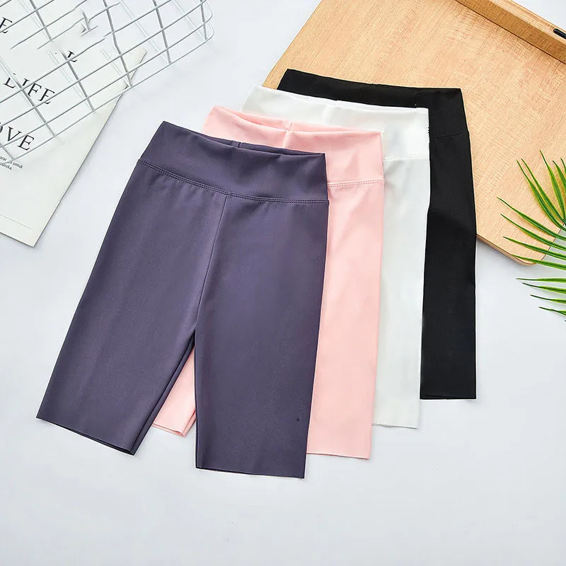 Girls Five-Point Shorts Summer Children High Waist Elastic Slim Sports Pants Baby Girl Leggings Kids Comfy Workout Yoga Pants