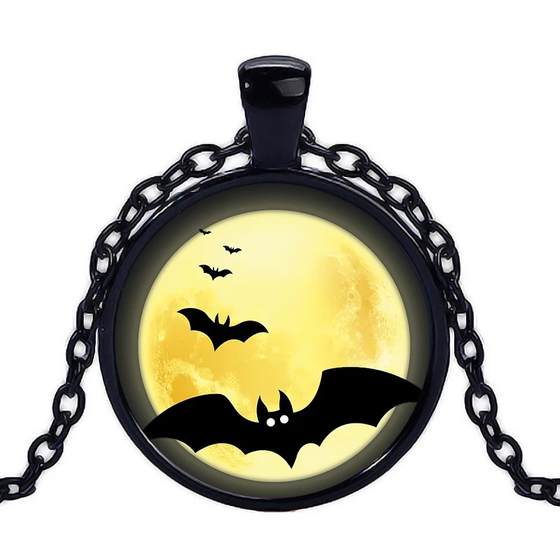 Круглое ожерелье из нержавеющей стали летучая мышь на Хэллоуин рождественский