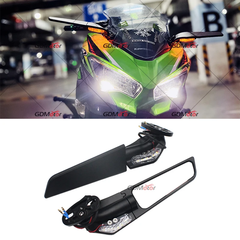 

Modified Motorcycle Mirrors For Kawasaki Ninja 250 300 400 Yamaha R25 R3 R15 Adjustable Rotating Rearview Wind Swivel Wing Side
